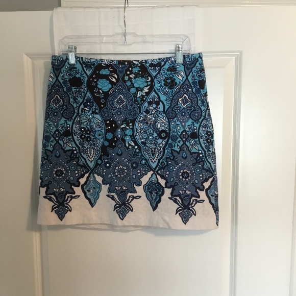 Ann Taylor Dresses & Skirts - Ann Taylor Ladies Lined Skirt Blue/ Navy/ White Size 10